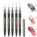 5 Pcs Nail Art Liner Brushes, Thin Detail Brushes for Gel Polish Painting, Sizes 6/9/12/15/18mm, Professional Nail Design Tools for Intricate Lines & DIY Manicure-Black