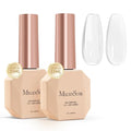 MelodySusie 2PCS 15ML Clear Milky White Builder Nail Base Gel for Nails Thickening,Soak Off UV Extension Gel,Rhinestone Nail Glue in a Bottle for Nail Art Design Gift for Women