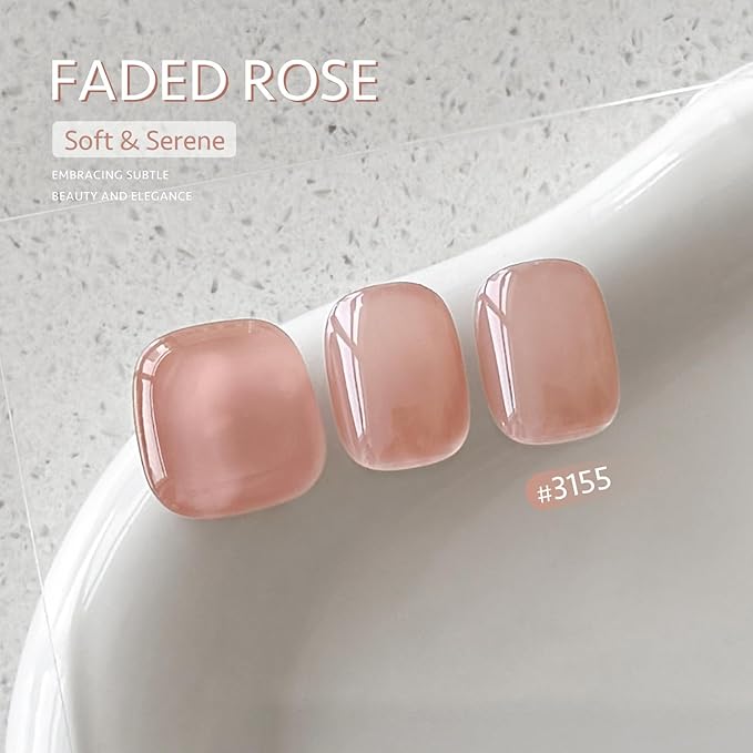 GAOY Nude Jelly Gel Nail Polish, 16ml Sheer Translucent Netural Soak Off Gel Polish, UV Light Cure for Nail Art DIY at Home, 3155 Faded Rose