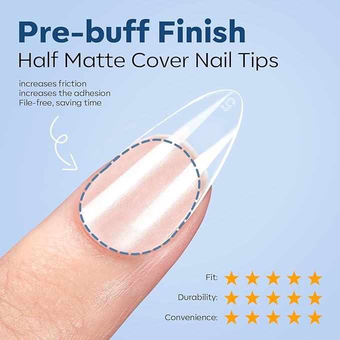 modelones Short Almond Gel Nail Tips Kit, Solid Nail Glue Gel with Portable U V Lamp 216Pcs 12Sizes Pre-Etched Press ons Fake Acrylic Extension Kit DIY Salon Gift for Women