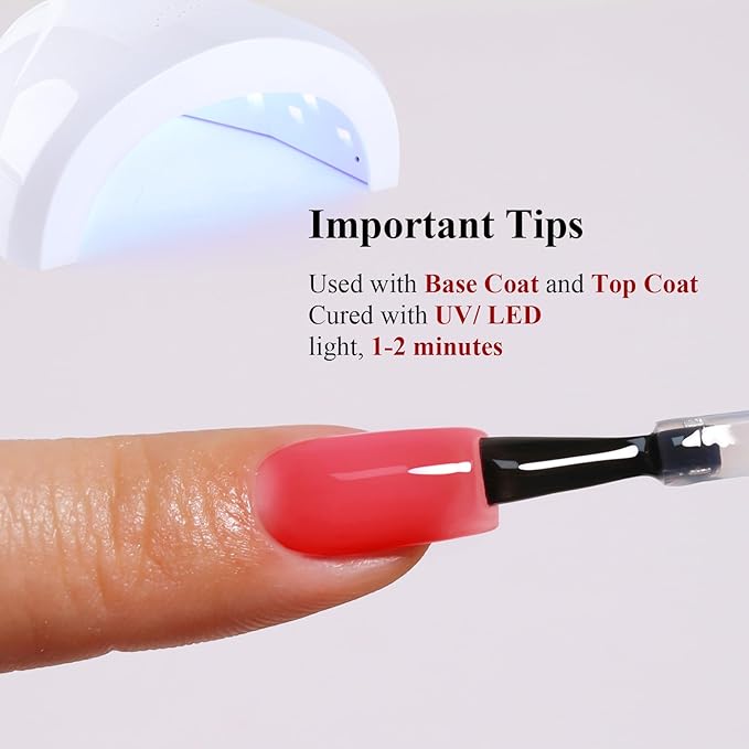 Jelly Gel Polish, Light Red Jelly Nail Gel Polish Translucent Spring Summer Sheer Soak off UV LED for Nail Art DIY Manicure 0.5 Fl Oz