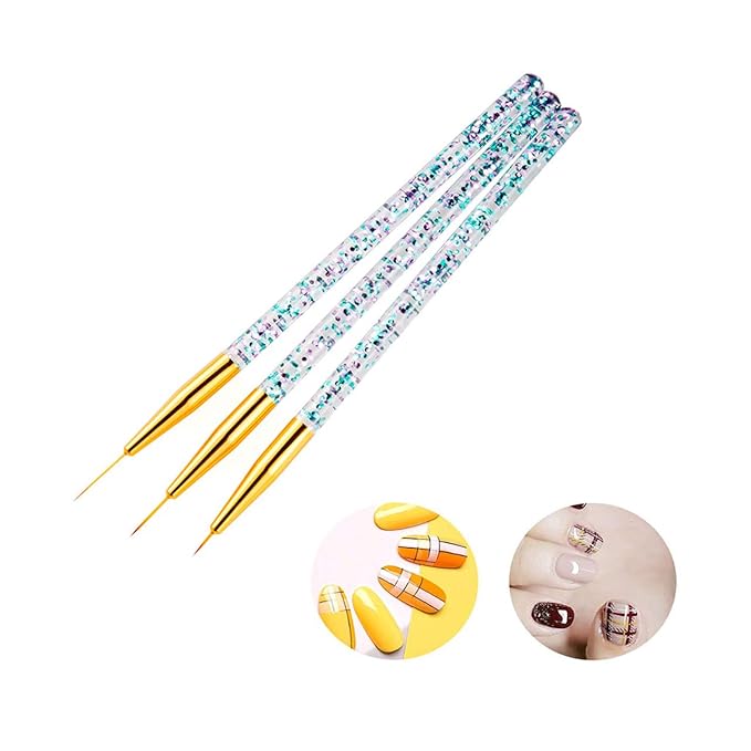LWBTOSEE 2pc Nail Ombre Brush Nail Art Painting Pen Brush UV Gel Polish Gradient Color Rhinestone Crystal Acrylic Nail Drawing Pen