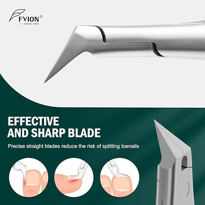 FVION Straight Blade Toenail Clippers, Comfort Handle Ingrown Toe Nail Clippers for Thick Nails for Seniors, Finger Nail Clippers for Adult (Green)