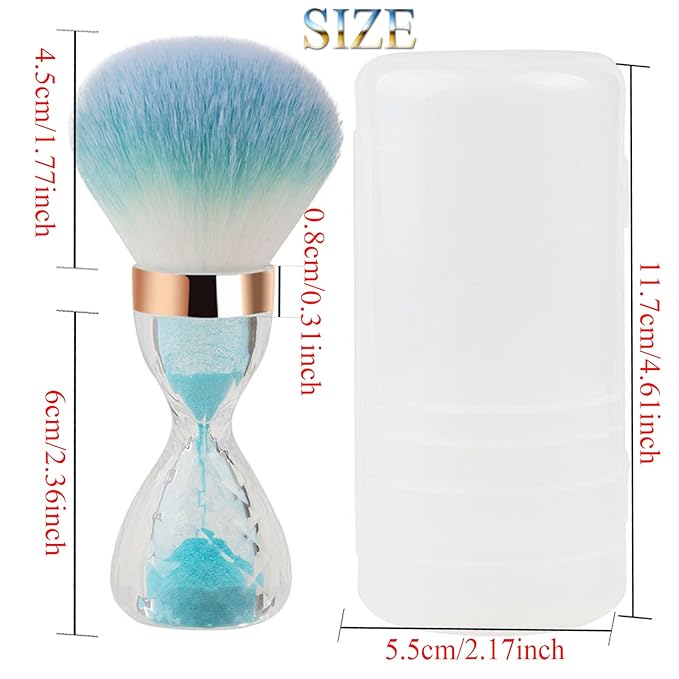 Nail Dust Brush for Acrylic Nails,Soft Brush Nail Art Dust Powder Remover Brushes Nail Art Dust Powder Remover Brush with Sequins and Dandle for Nails Soft Nail Duster Brush(Blue)