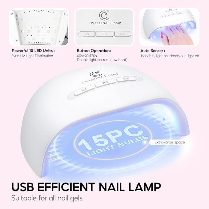 58PCS Acrylic Nail Kit for Beginners with Everything, 3 Colors Professional Acrylics Powder with Drill and U V Light 24pcs Glitter Decoration Complete Acrylic Nail Set Home Salon Design Gift Set