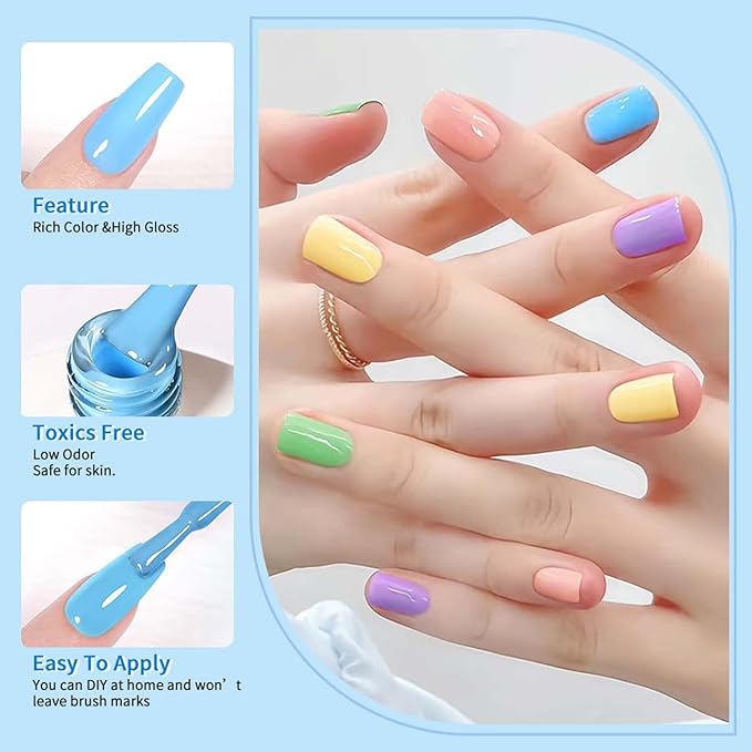 JR 9pcs 15ml Summer Color Gel Nail Polish Set Including Red Pink Nude Gel Polish Kit UV LED Soak Off Polish Home DIY Gift D