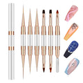 Double-Ended Acrylic Nail Art Liner Brushes, 6Pcs Gel Polish Nail Art Design Pen Painting Tools Set For Nails, Dotting Drawing Tool Polygel Brush for Long Lines, Thin Details, Fine Drawing