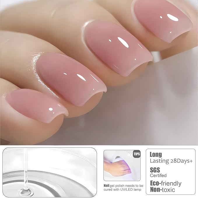 Vishine Builder Gel For Nails, 8-in-1 Light Lilac Pink Nail Builder Strengthener Sheer Pink Gel Builder For Nails Hard Gel Jelly Gel Builder Extension Nail Gel Base Gel In A Bottle E056