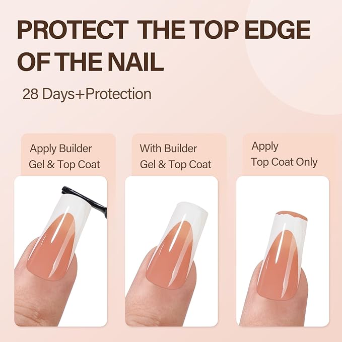Vansiho Deep French Gel Nail Tips, 150Pcs Long Square Gel Nail Tips, Brown French Tips Press on Nails, Fake Nails for Nail Art DIY 15 Sizes