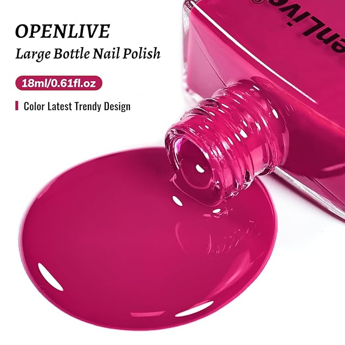 18ml Rose Red Nail Polish Large Volume Quick Dry Nail Polish, Long Lasting Shine, Fingernail Toenail Nail Art DIY Home Travel Nail Art Gift