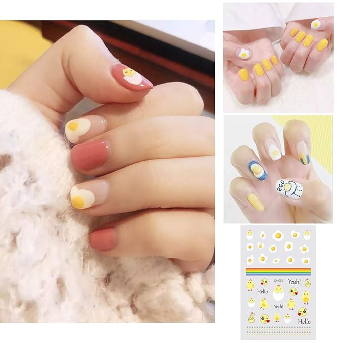 Cute Nail Decals Stickers for Women Girls Kids 200+ PCS, Self Adhesive Nail Tip Manicure Peduicure for Fingernails Toenails Fake Nails, Birthday Party Favors Christmas Stocking Stuffer