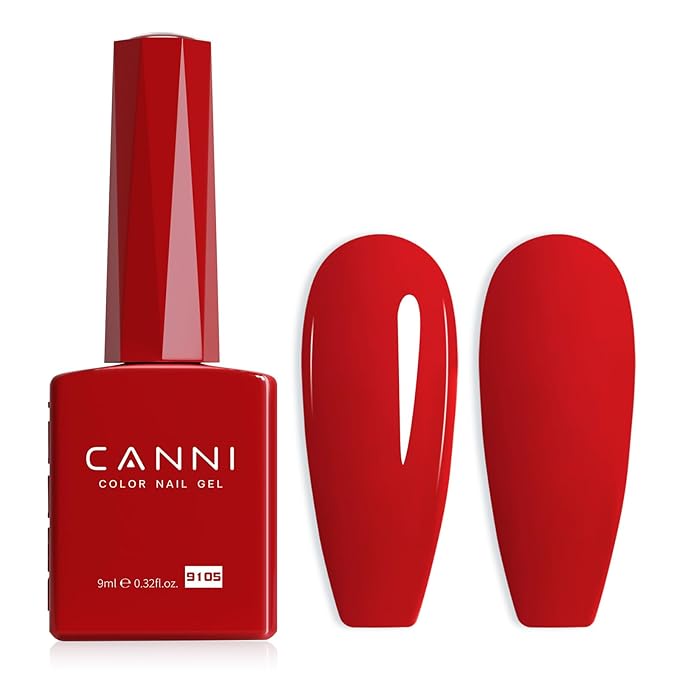 CANNI Red Gel Nail Polish, 1Pcs Red Gel Polish Bright Color High Gloss Soak Off U V French Nail Manicure Salon DIY