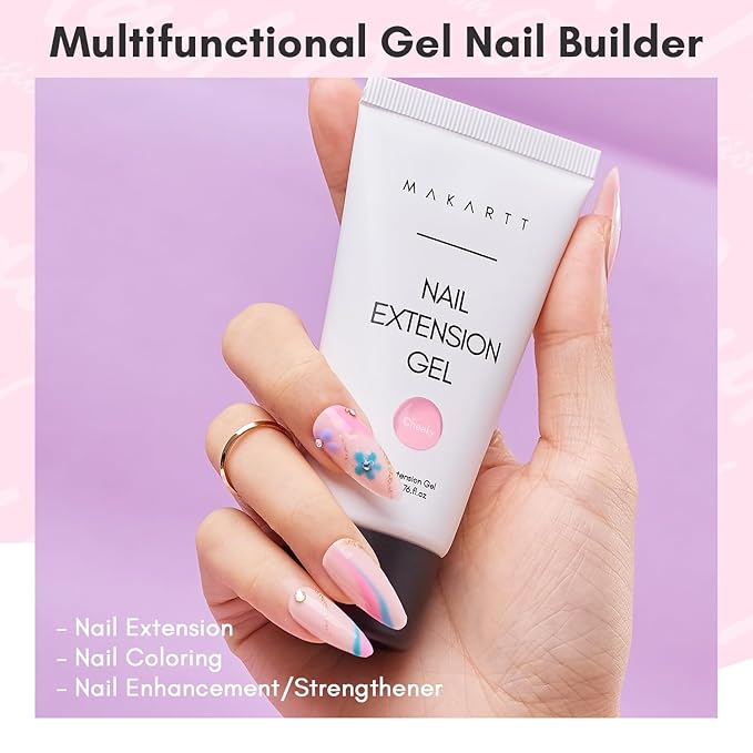 Makartt Hema-Free Poly Nail Gel 50ML Builder Nail Extension Gel Daisy Pink Long-Lasting Easy-Use Gel for DIY Home Salon