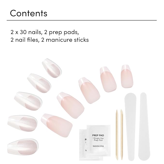 Dashing Diva Magic Press Premium Nail Bundle - Glazed French Collection - Press On Nails - Glaze Coffin & Dipped - Long Lasting Gel - Lasts Up to 7 Days - 2 Sets