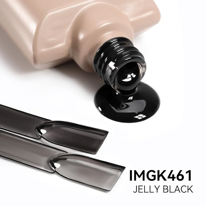 MAYCHAO 15ML Jelly Black Gel Nail Polish 1Pc Transparent Clear Black Gel Polish Soak Off UV LED Translucent Nail Polish Nail Art Starter Manicure Salon DIY at Home, 0.5 OZ