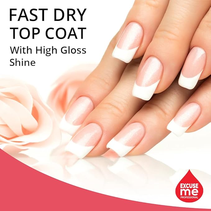 Excuse Me Quick Dry Fast Top Coat Professional 0.5 oz 15ml and Refill Size 2.5 oz (Refill Kit (4oz + 0.5oz))