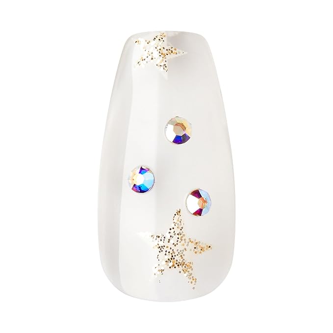 KISS Gel Fantasy Press On Nails, Nail glue included, 'Fun & Jelly', Pink, Medium Size, Coffin Shape, Includes 28 Nails, 2g glue, 1 Manicure Stick, 1 Mini File