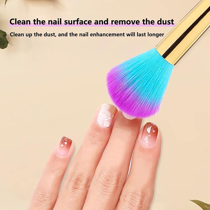 SILPECWEE 1pc Nail Sponge Pen and Nail Dust Brush, Ombre Nail Brush Double Ended Nail Design Brush French Manicure Brush Acrylic Nail Brushes for Cleaning Nail Art Tools (Blue)