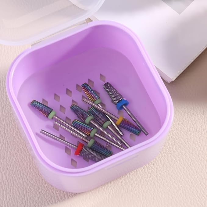Nail Tool Sterilizer Box Plastic Disinfectant Container for Nail Art Accessories Tools, Portable Nail Drill Bits Sterilization Tray Soaking Box with Strainer Nail Art Salon Sterilizing Tool