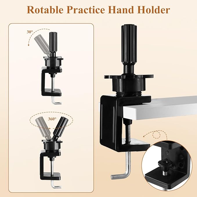 Wig Mannequin Head Nail Hand Stand Cosmetology Manikin Training Head Stand Holding Holder Clamp Stands C-Clamp Holder Practice Hand Stand Adjustable Rotary for Desk Table