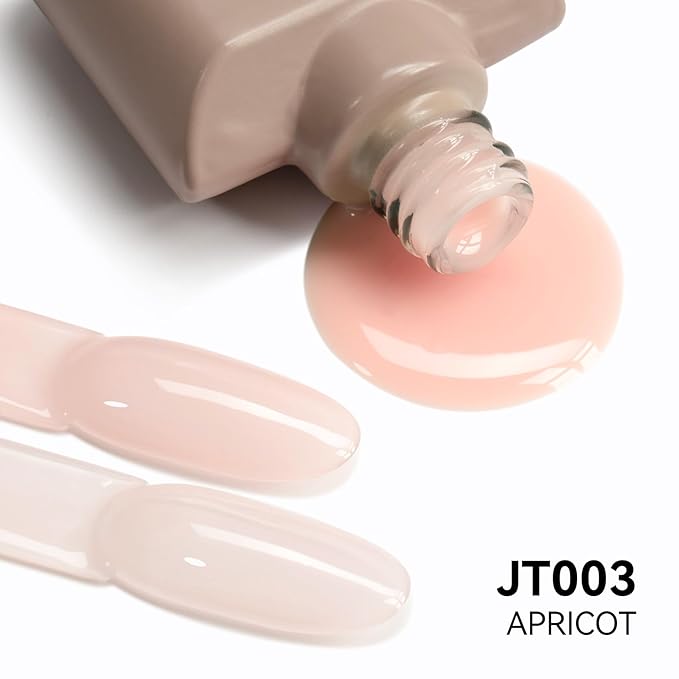 MAYCHAO 15ML Jelly Nude Gel Nail Polish 1Pc Transparent Cream Apricot Gel Polish Soak Off UV LED Translucent Nail Varnish Neutral Color for Nail Art Starter Manicure Salon DIY at Home, 0.5 OZ
