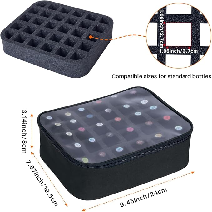 Small Clear Nail Polish Organizer Holds 30 bottles(15ml-0.5fl.oz) Nail Polish Case Multifunctional Nail Polish Bag organizer, Cosmetic Travel Makeup Cases for Women Black