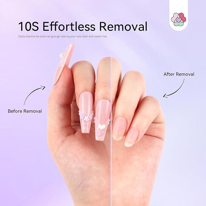 SAVILAND Solid Nail Glue Remover Pen: 10s Quick Removal Nail Glue Remover for Press on Nails with Vitamin E Castor Oil 2 Pcs Acetone-free Alcohol Free Click & Remove for Fake Nails Tips