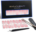 Nail Polish Strips, 32PCS Salon Quality Wraps, Long Lasting Gel Nail Stickers for Women Easy Apply& Remove (Cosmic Mist Pink)