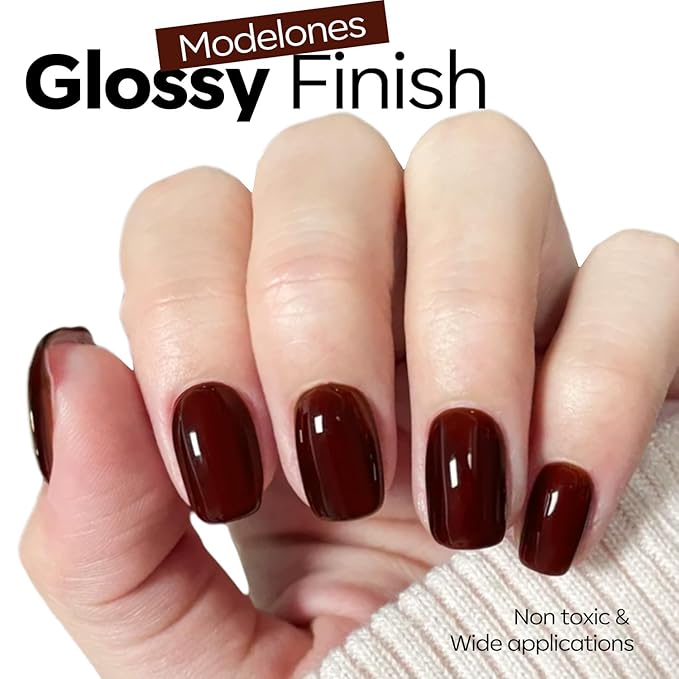 modelones Gel Nail Polish Red Burgundy Nail Dark Red Brown Gel Nail Polish Soak Off Nail Art Manicure 15 ML