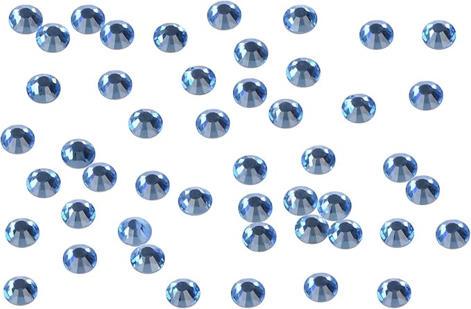 1440PCS Art Nail Rhinestones Non Hotfix Glue Fix Round Crystals Glass Flatback for DIY Jewelry Making with one Picking Pen (ss12 1440pcs, Lt. Sapphire)