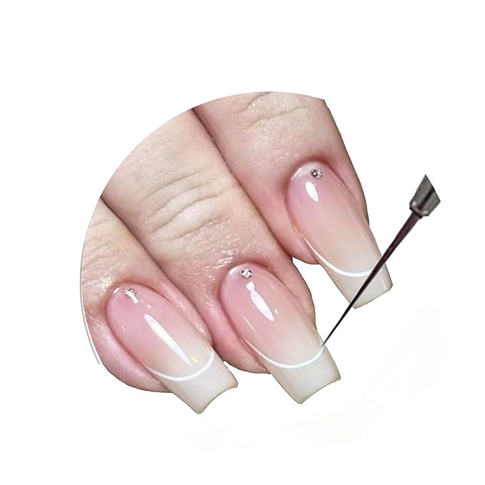 Dual Head Acrylic Nail Brush, French Pen and 9mm Liner Pen, Wood Handle with Metal Caps, for Builder Gel, Polygel and Nail Design