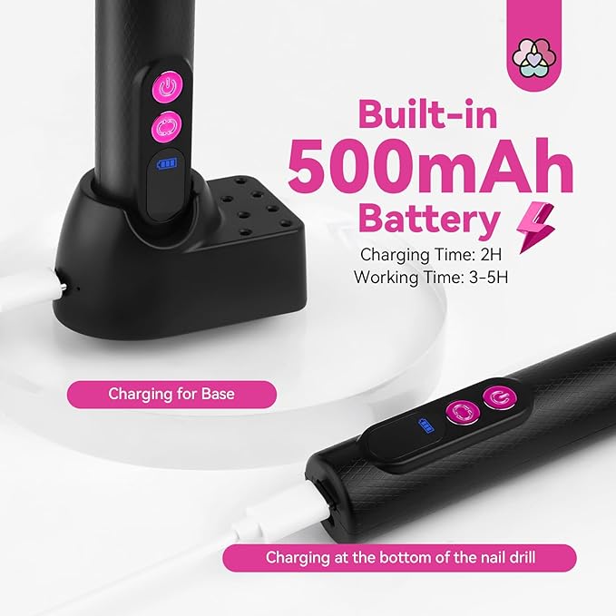 SAVILAND Electric Nail Drill Professional: 20000RPM Cordless Electric Nail File with Base Rechargeable Nail Drill for Gel Acrylic Nails Remove Polish Manicure Pedicure Salon at Home