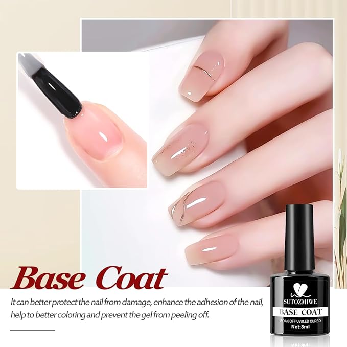 Nail Dehydrator and Primer with Base & Top Coat Gel Nail Polish,Slip Solution for Polygel Nails,Multi-Purpose Nail Cleanser,5PCS Nail Prep Kit for Home DIY Professional Manicure Nail Salon