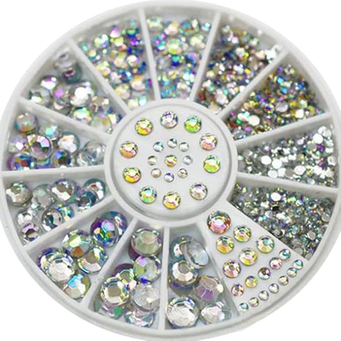 3D Nail Art Rhinestones Nail Metal Caviar Beads Sparkle Charms Pearls Fashion Nail Art Decorations 4 Wheels
