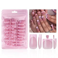 60 Pcs Pink French Tip Press on Nails Square & Press on Toenails Set, Medium Fake Nails Short Square Press on Toe Nails Summer False Nails Full Cover Stick on Toenails for Women
