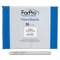 ForPro Professional Collection Zebra Foam Board, 100/100 Grit, Double-Sided Manicure Nail File, 7” L x .75” W 50-Count