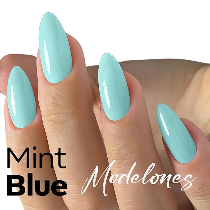 modelones Mint Blue Gel Nail Polish Baby Blue Gel Polish Jade Nail Poish Soak Off Pastel U V Nail Design Salon Nail DIY Manicure 15 ML