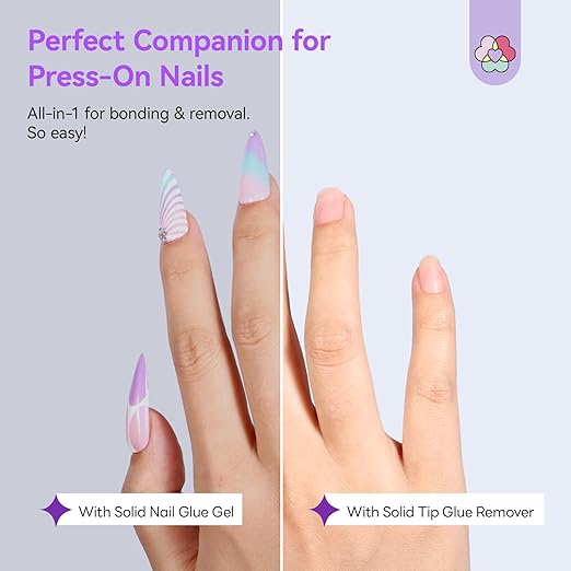 SAVILAND Solid Nail Glue Gel Kit: 60ml Nail Glue for Press On Nails with Remover Lasting Press On Nails with U V Nail Lamp Flash Removal for Press ons Fake Nails Cuticle Oil DIY Salon