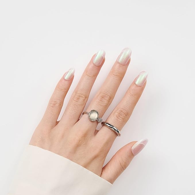 Short French Tip Press On Nails - Round Glitter Glamorous Shimmering Nails For Women, Ideal For Fashion Shoots, Holiday Looks, Or Special Ceremonies, 24 Nails in 12 Sizes