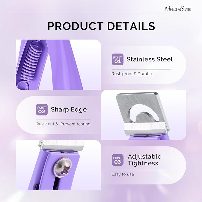 MelodySusie Acrylic Nail Clippers, Professional Nail Clippers Cutters for Acrylic Nails Fake Nail Tips, Adjustable Stainless Nail Trimmer, Manicure Tool for Salon Home Nail Art, Purple