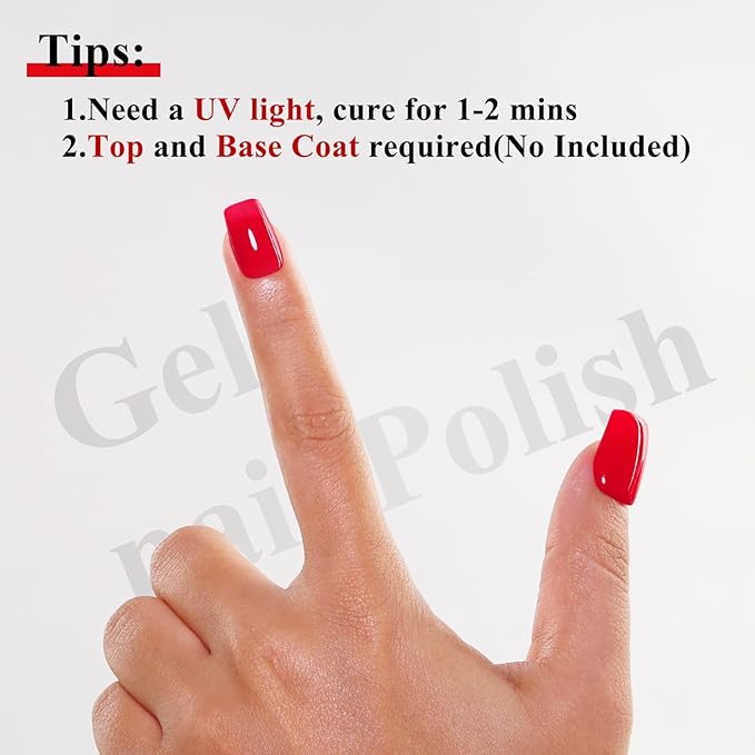 Imtiti 10ml Neon Red Gel Nail Polish-1pcs Red Gel Polish for Nail Art Soak off UV Led Salon DIY at Home Gift for Women