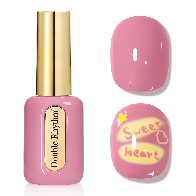 Double Rhythm 0.50 OZ Gel Polish Same Color Same Bottle Golden Round Translucent Hema Free Neutral Natural Milky 15 ML Jelly UV Polish Art DIY at Home (Pink Purple-C1470)