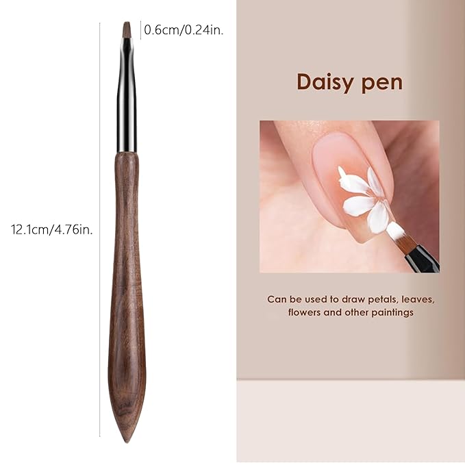 Nail Art Brushes, Flowers Drawing Nail Brush, Versatile Nails Painting Pen Tools for Acrylic Round Flat Painting Petals Leaves and Intricate Art Designs for DIY & Salon Use