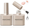 MAYCHAO Gel Base Coat and Nail Glue Set, 2 Pcs 15ml Clear Glossy No Wipe Combination for UV Light Cure Gel Nail Polish