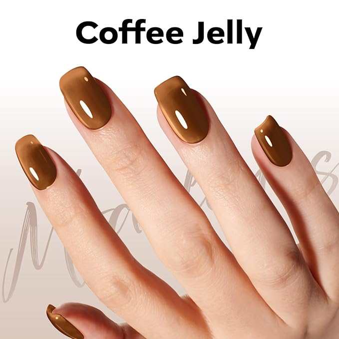 modelones Gel Nail Polish Jelly Brown Tea Translucent Gel Polish Tortoiseshell Sheer Nails Soak Off LED Nail Lamp Nail Manicure 15 ML