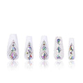 LOVFUL Press on Nails Aurora Light | Handmade with Full Covered Crystals | Reusable Fake Nails | Coffin Classic Regular 1.3 in | H36-S