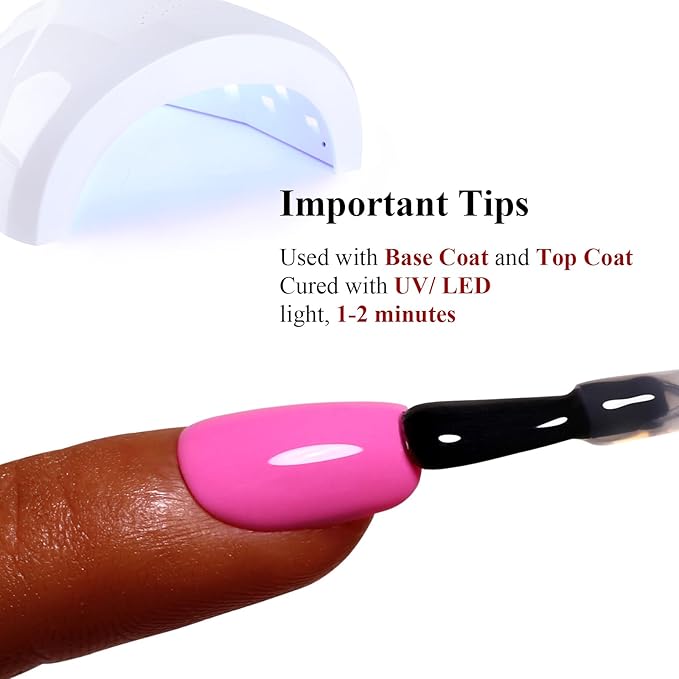 Gel Polish, 0.5 Fl Oz Bright Pink Gel Nail Polish Spring Summer Soak off LED UV Gel Nail Polish Starter Manicure Salon DIY Nail Gel Polish