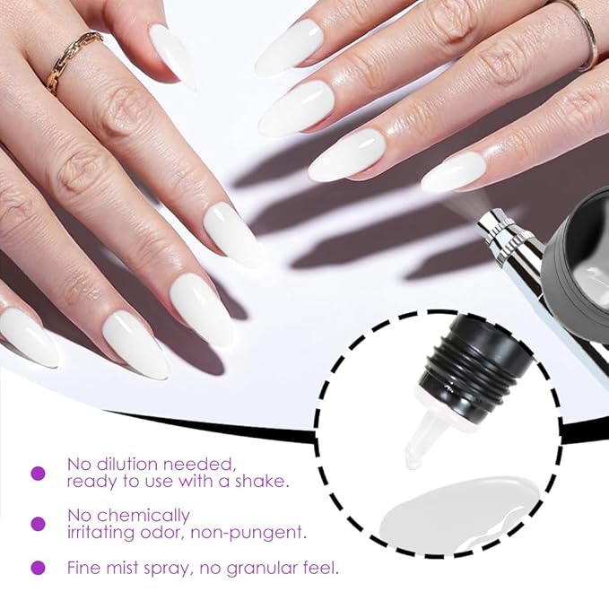 FAVAI 6 PCS Airbrush Gel Nail Polish 90 ML White Color (#102) for Nail Art, Non-Acetone Airbrush Gel Polish with Fine Mist, Nail Polish for Nail Gradients No Dilution, 6 * 15ML