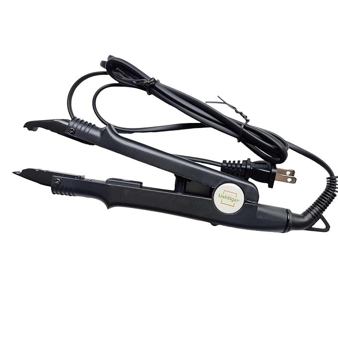 Professional Hair Extension Iron Fast Heat-up Fusion Connector Bonding Tool for Salon Adjustable Temperature Control U Tip Human Hair Extensions Keratin Glue Black