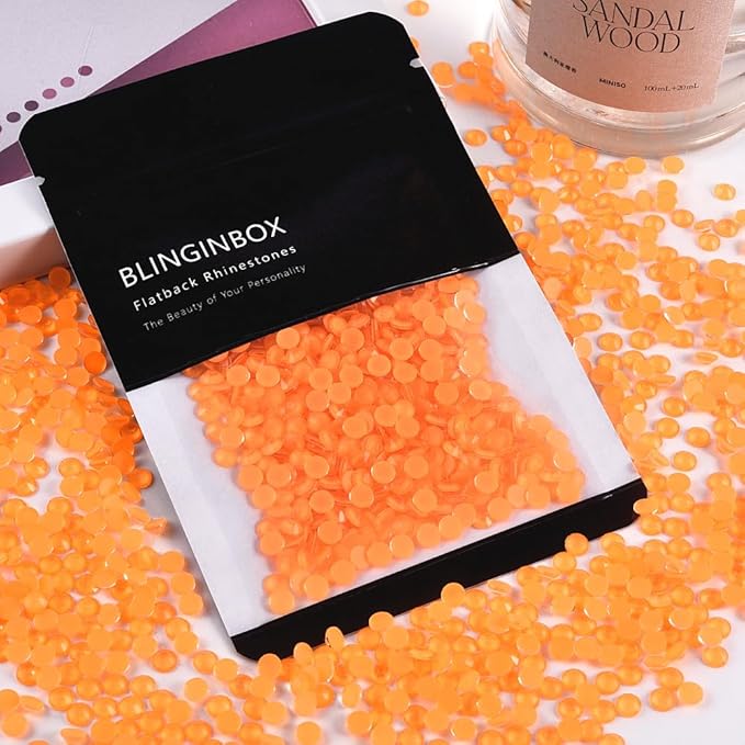 Blinginbox Flatback Rhinestones Round Gems, 288pcs Luminous Series Glass Stones Neon Gems Non Hotfix Crystal Rhinestones for Nail Charms Crafts Clothes Tumblers,New Orange Neon,SS30.